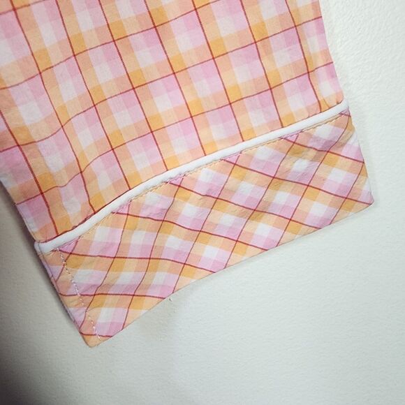 Victoria's Secret Pajama Top Small Mayfair Button Pink Orange Plaid Check PJ - Picture 7 of 12